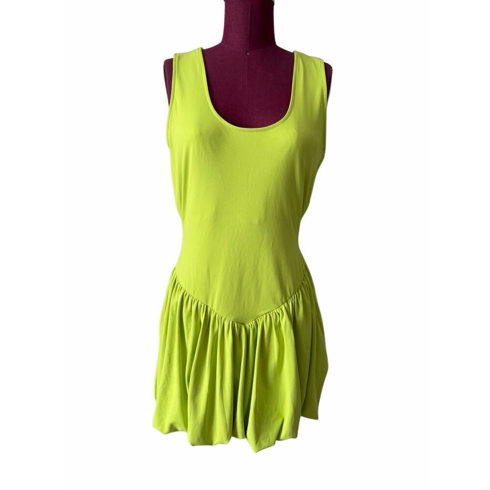 NEW Anthropologie Daily Practice Bubble Hem Mini Tank Dress Sleeveless Large Lim - Picture 3 of 9